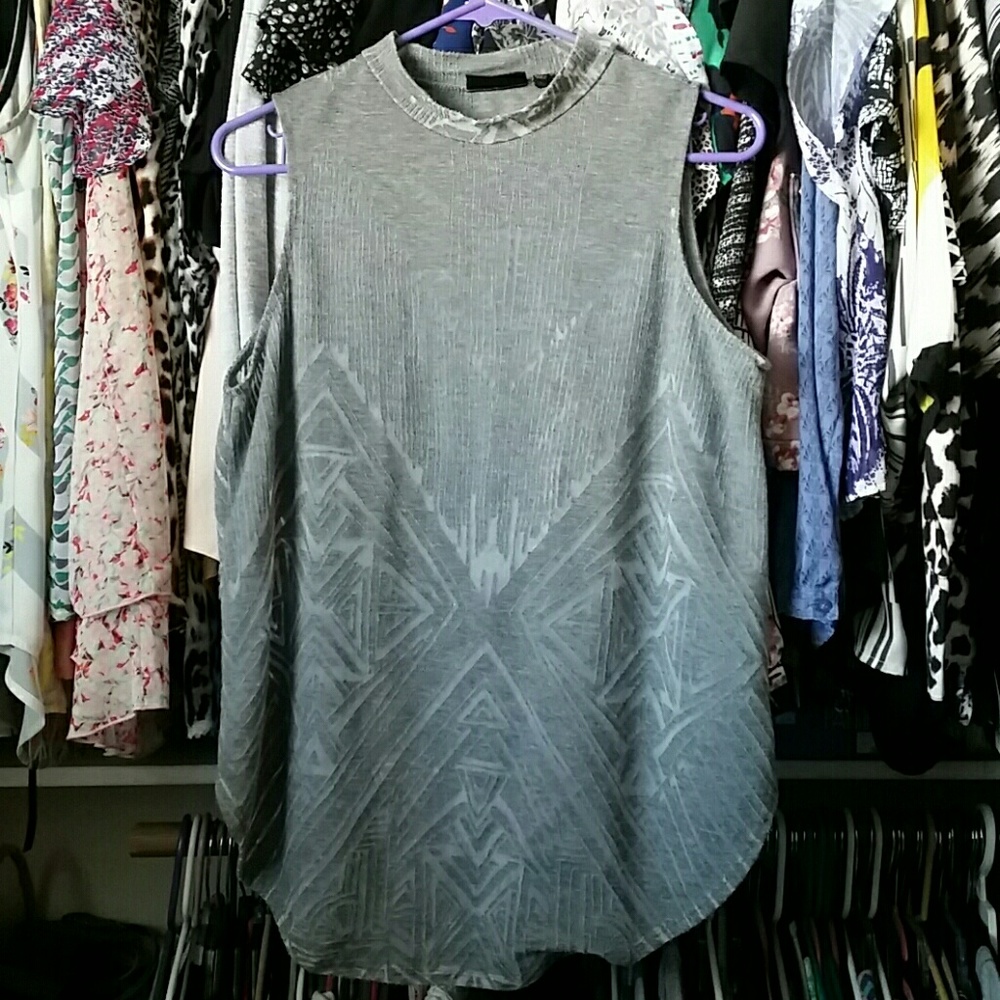 APT 9 SHEER GRAY TANK